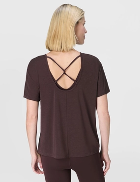 Faith Core Tight Net Soft Flow Strappy Back Boxy Tee - Sable Brown
