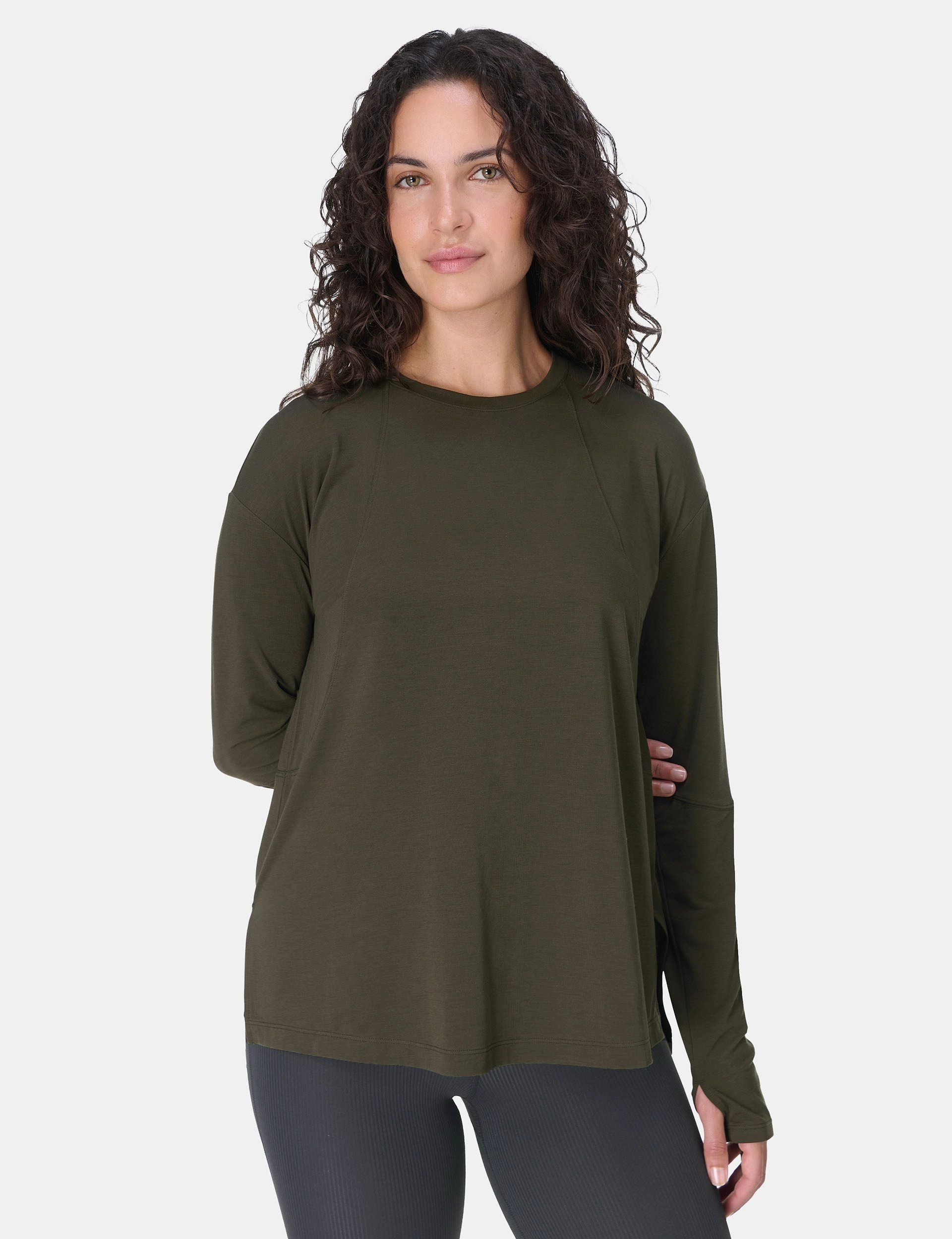 Soft Flow Studio Long Sleeve Top - Nori Green Dense Fit