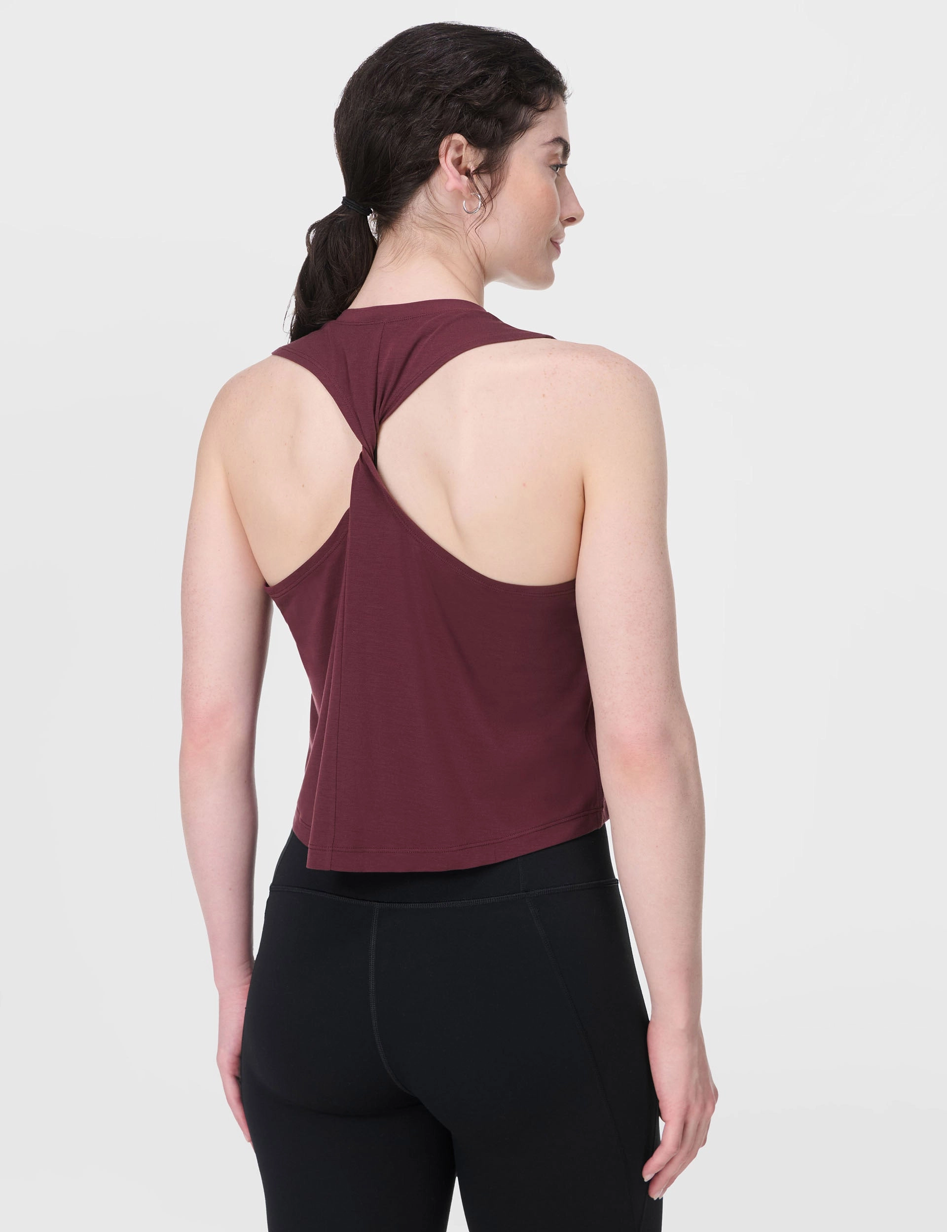 Sturdy multi - compartment Soft Flow Studio Twist Back Vest - Garnet Red