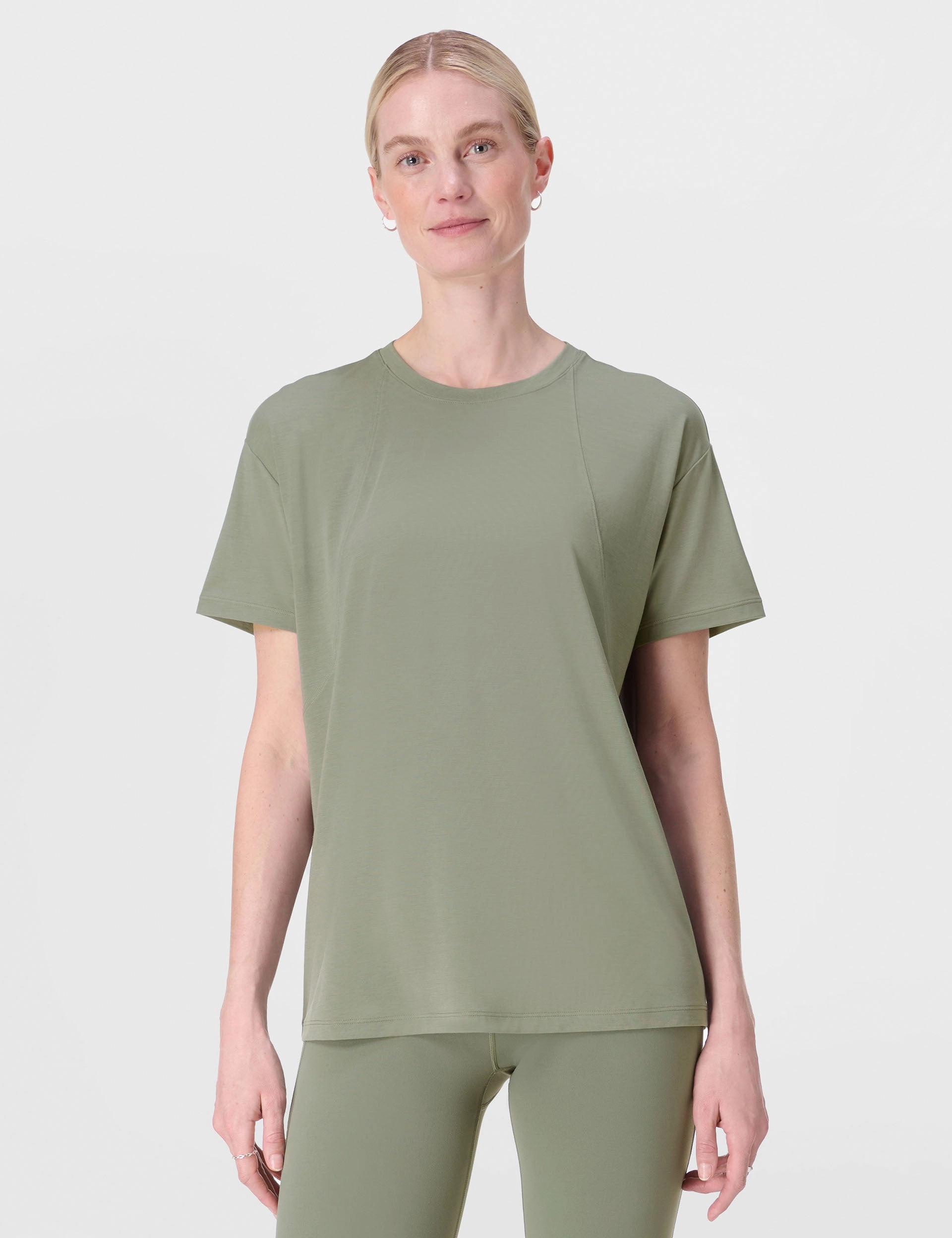 Water resistant coating High Density Weave Soft Flow Studio Wrap Back T-Shirt - Willow Green