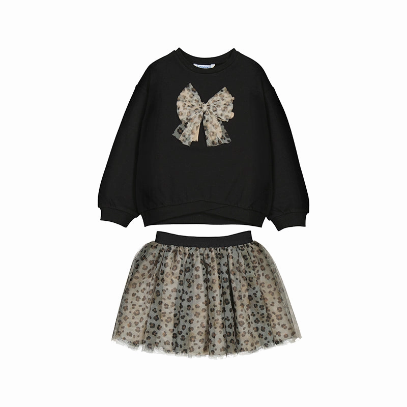 Mayoral Tulle Skirt Set - Black Winter kids' wear Embroidered children's clothes