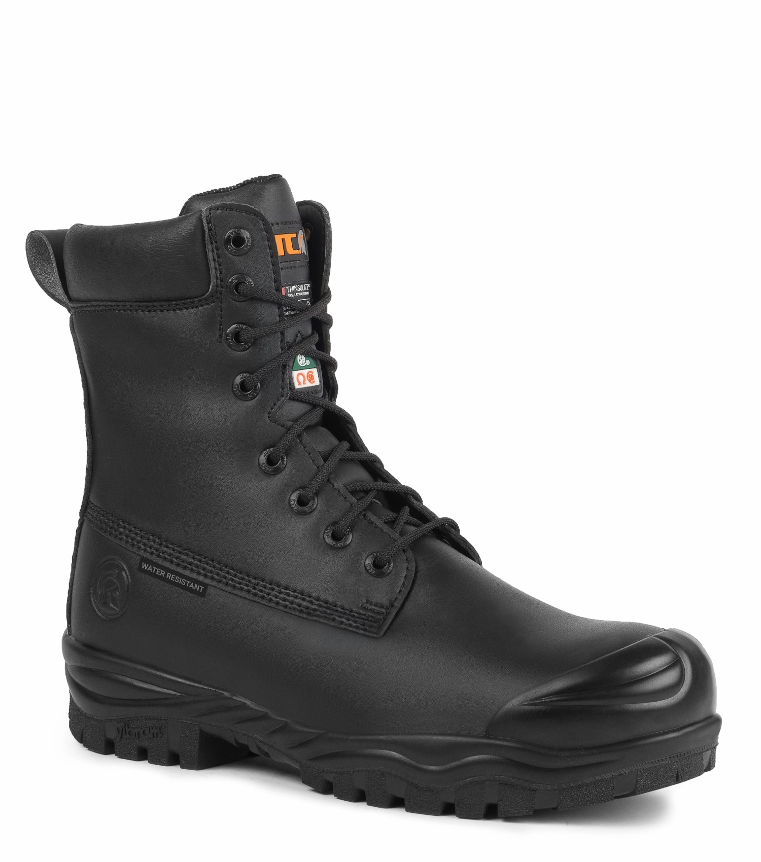 Contoured Arch Design Maska, Black | 8" 400 g Insulated Vegan Work Boots | Vibram Fire&Ice