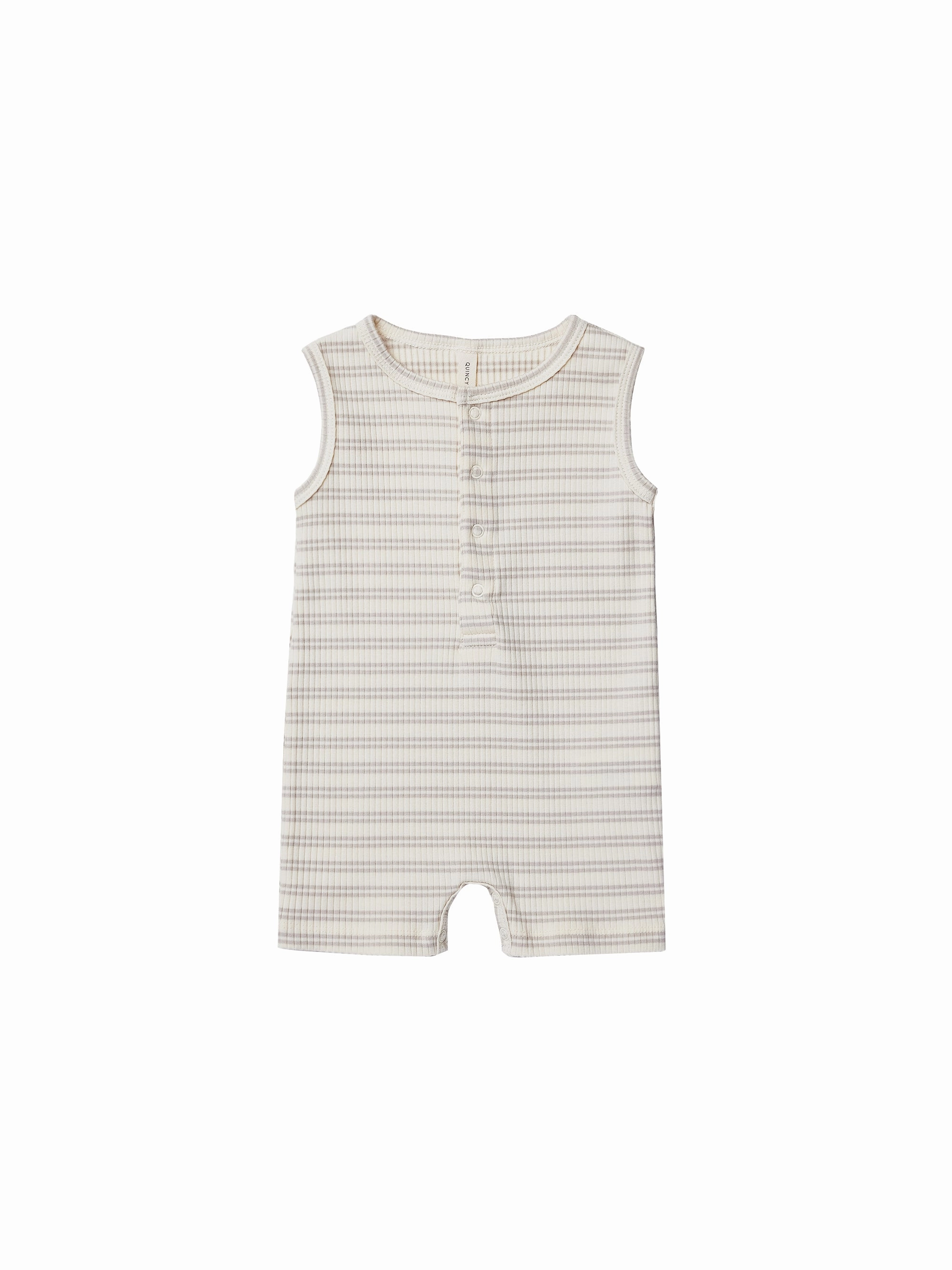Sleepwear for kids Quincy Mae Ribbed Henley Romper - Silver Stripe
