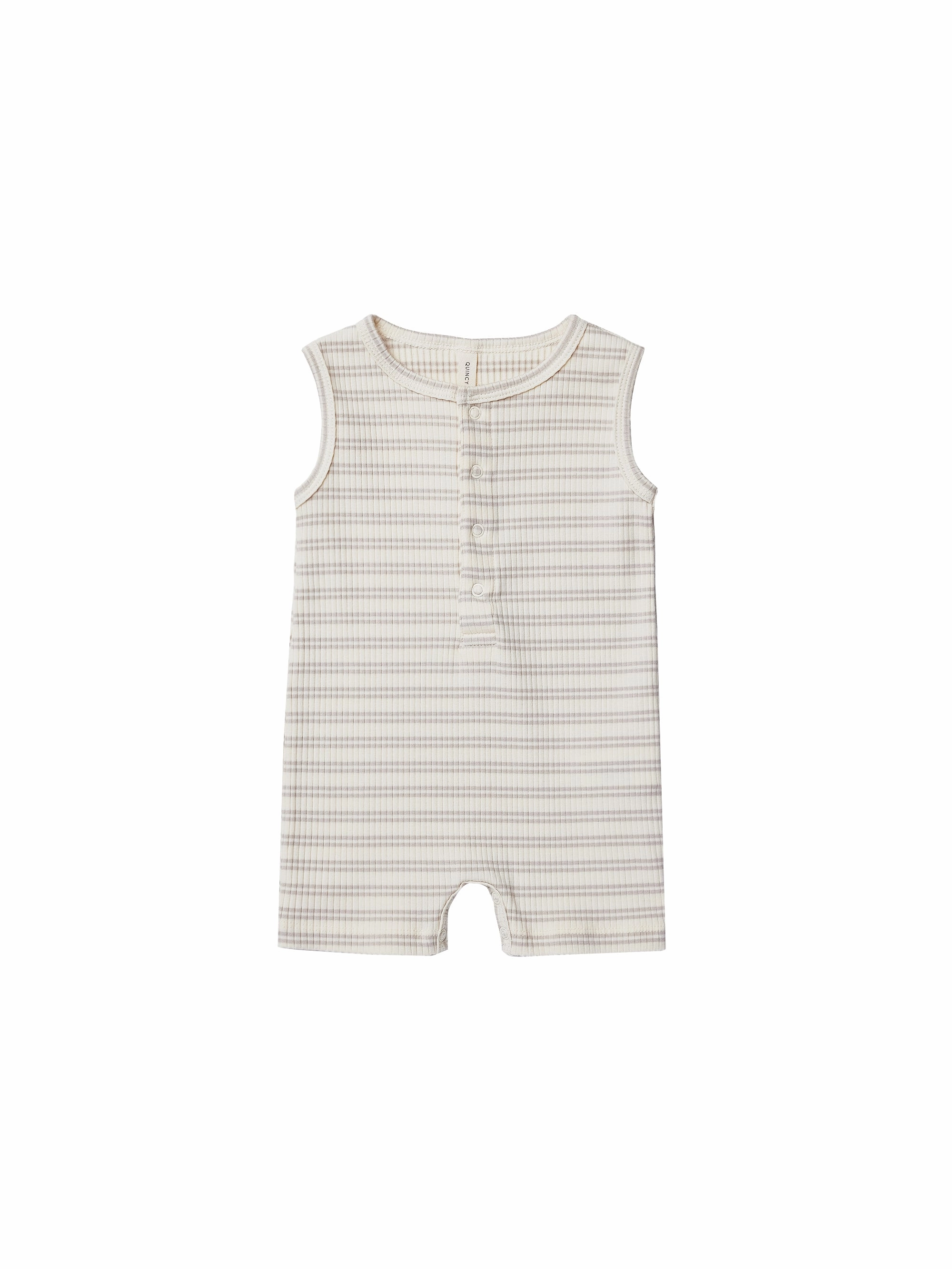 Matte finish kids' clothes Pirate costumes for kids Quincy Mae Ribbed Henley Romper - Silver Stripe