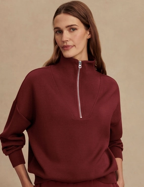 Washable fabric Hawley Half Zip Sweat - New Maroon