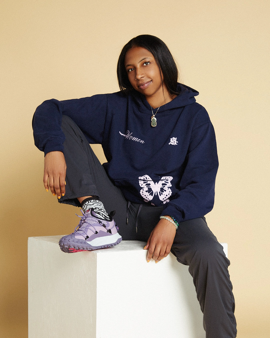 Sole Classics Disruption of Women Hoodie 'Navy' Sheer Fit Trust Glow
