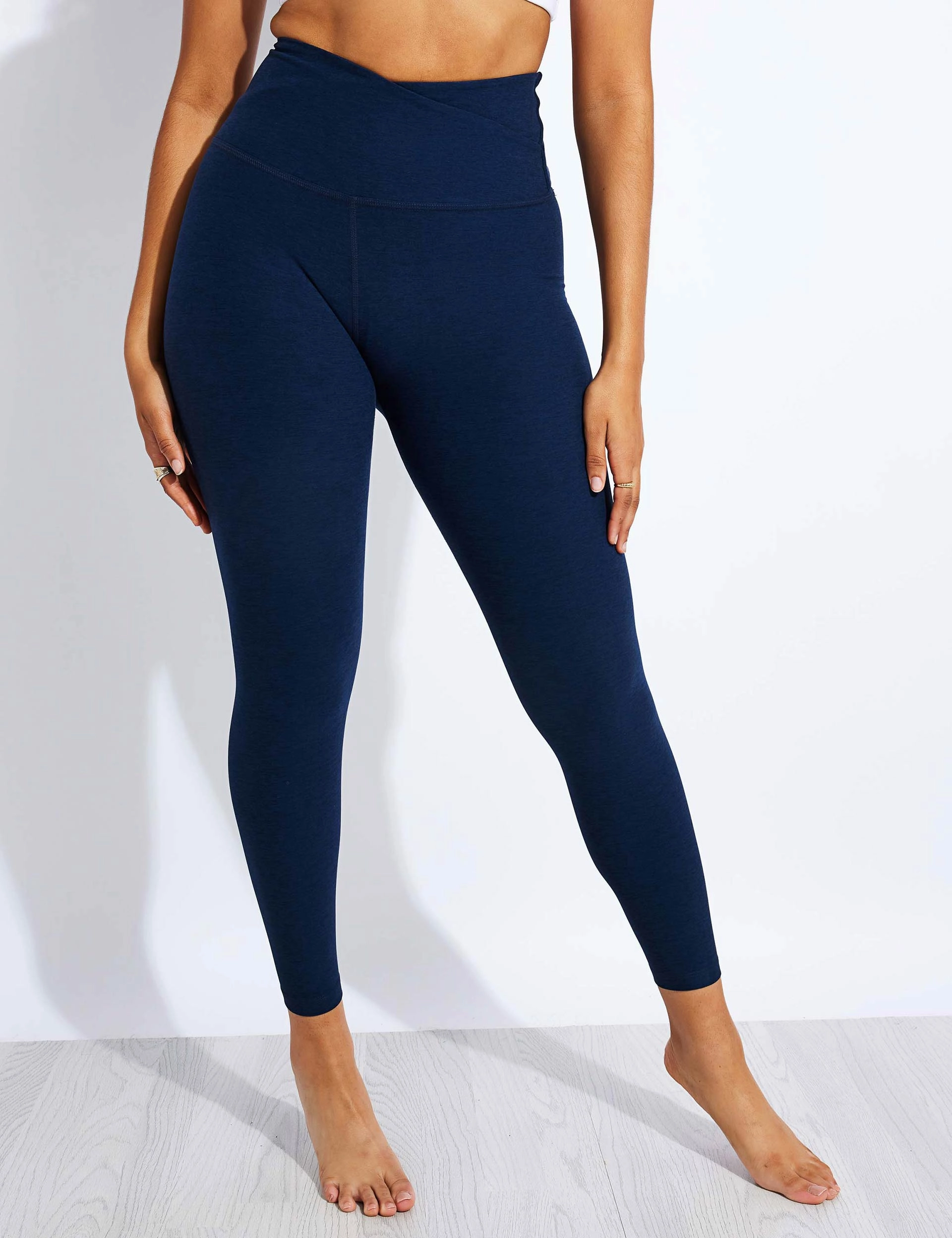 Easy Fit Stylish Comfort Spacedye At Your Leisure High Waisted Midi Legging - Nocturnal Navy