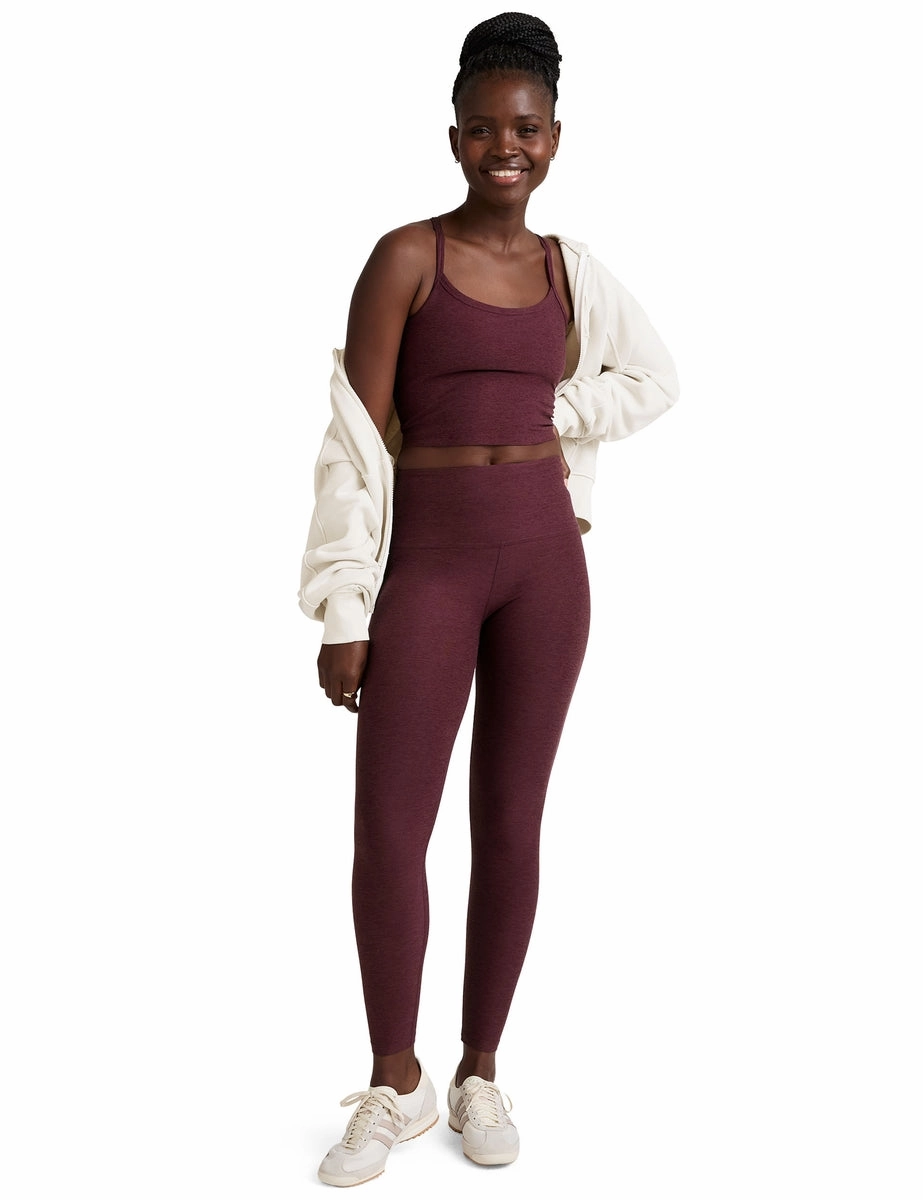 Spacedye Slim Racerback Cropped Tank - Midnight Burgundy Heather Ergonomic Cut Stretchable Material