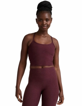 Spacedye Slim Racerback Cropped Tank - Midnight Burgundy Heather Spark Soul wrinkle free