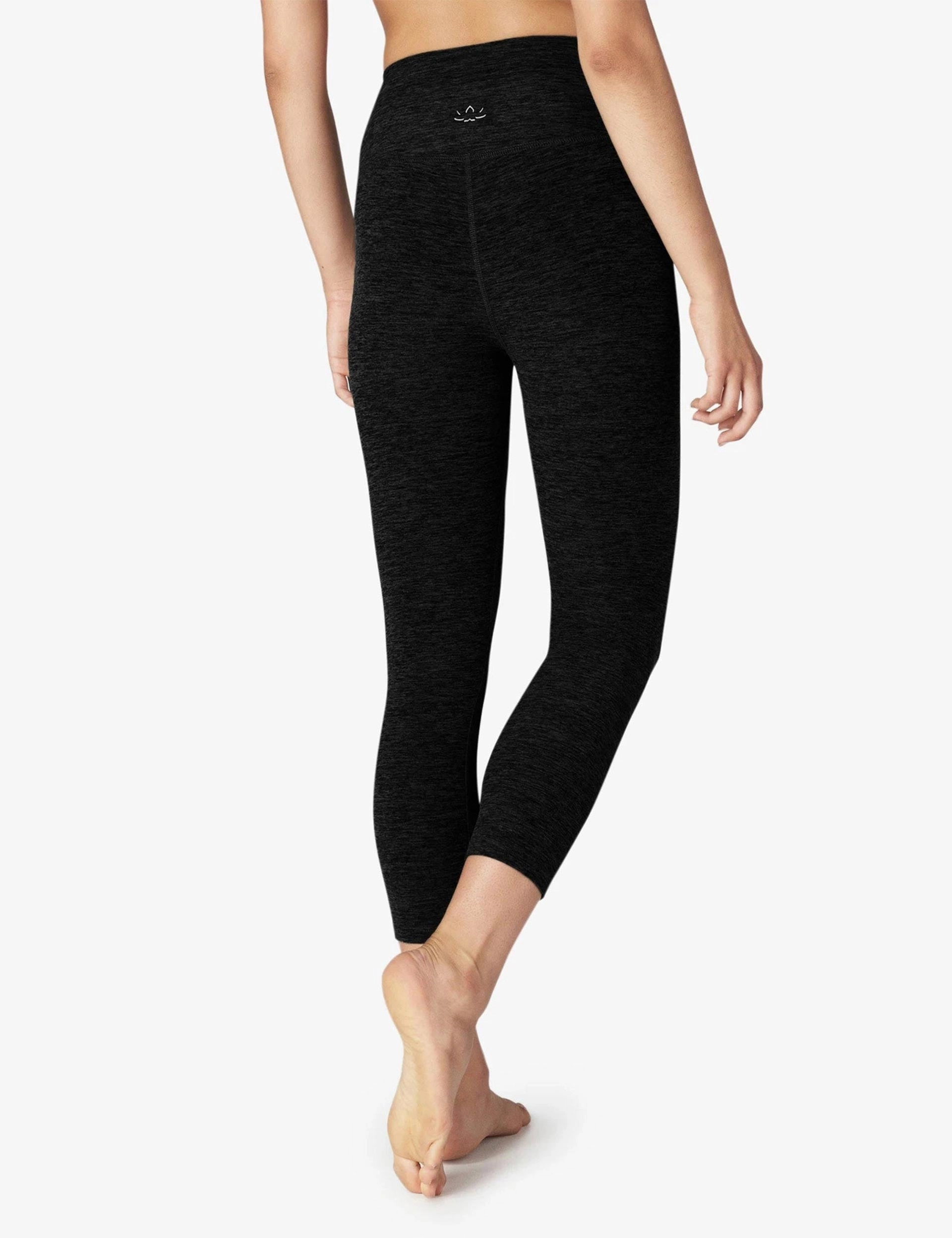 Training Day Work Commute Mesh Panel Spacedye Walk and Talk High Waisted Capri Legging - Darkest Night