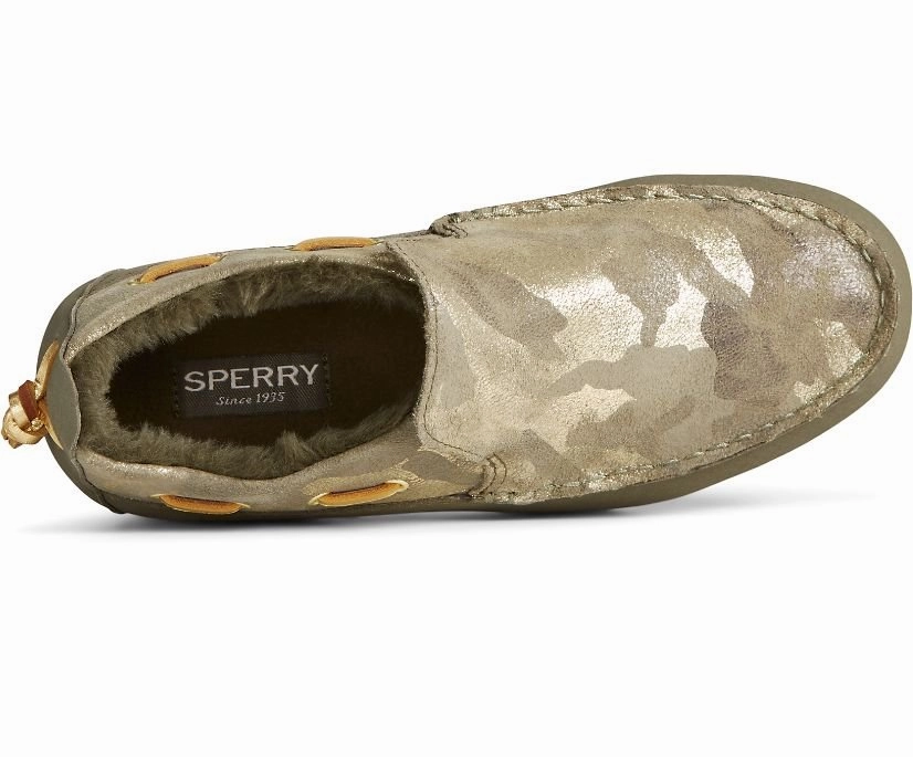 Sperry Women's Moc-Sider Metallic Camo - Olive TagFreeDesign