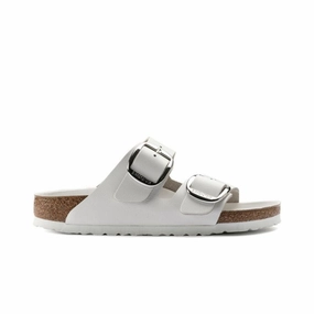 Teacher Chic Light Fabric Birkenstock Arizona Big Buckle - White Leather