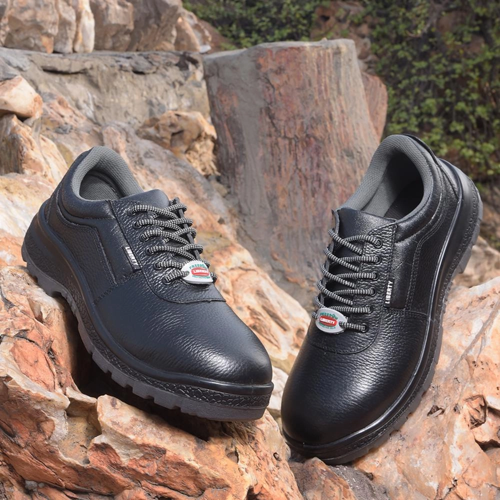 cork insole shoes Freedom By Liberty Mens SURAKSHAOX Black Safety Lacing Shoes