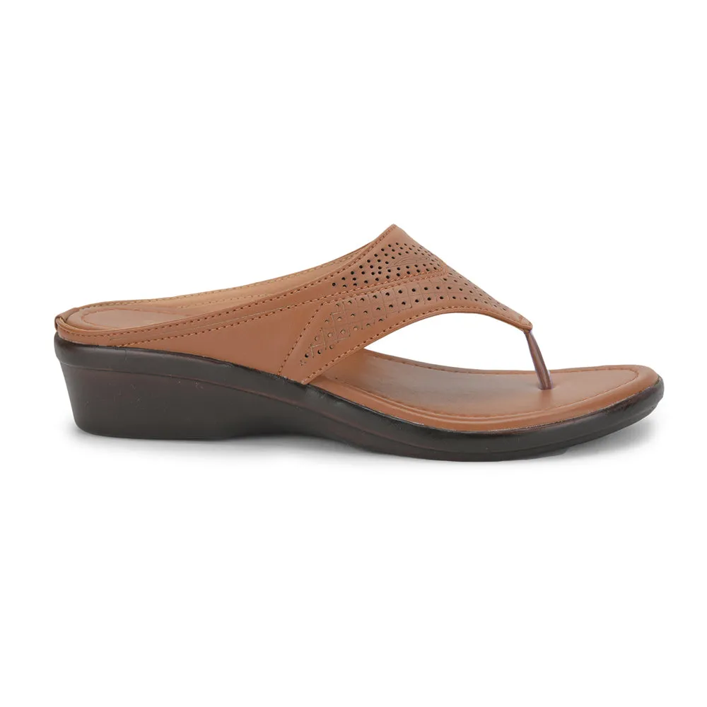 Senorita Casual (Tan) Slipper For Ladies LAF-1103 By Liberty Slim Profile