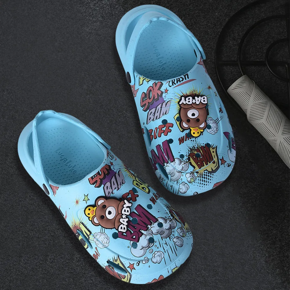 Lucy & Luke Sky Blue Casual Sling Back Clogs For Kids ALEX-10E By Liberty Air Injection Foam