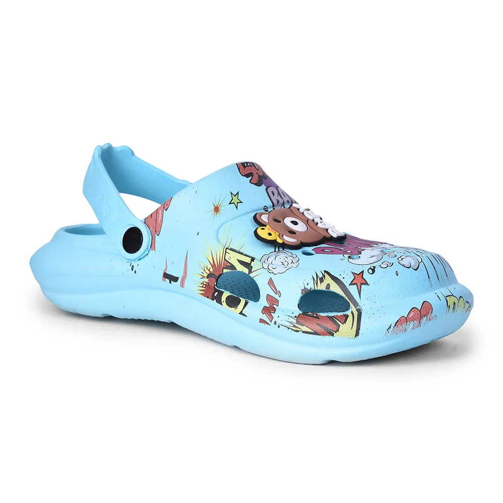 Ergonomic Lacing System Rocker sole geometry Lucy & Luke Sky Blue Casual Sling Back Clogs For Kids ALEX-10E By Liberty
