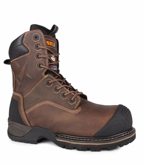 breathable experience Slip - resistant STC Rebel, Brown | 8?? Leather Work Boots | Waterproof Membrane