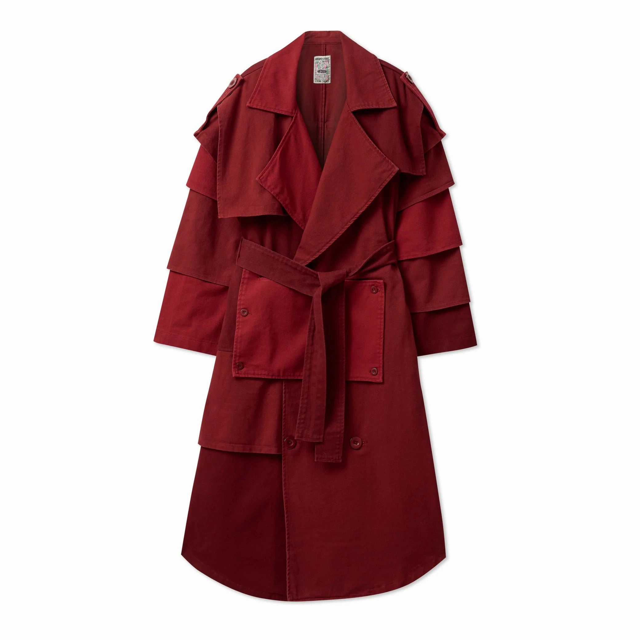 MultiPanelCut Kidsuper Multi Layered Trenchcoat 'Burgundy'