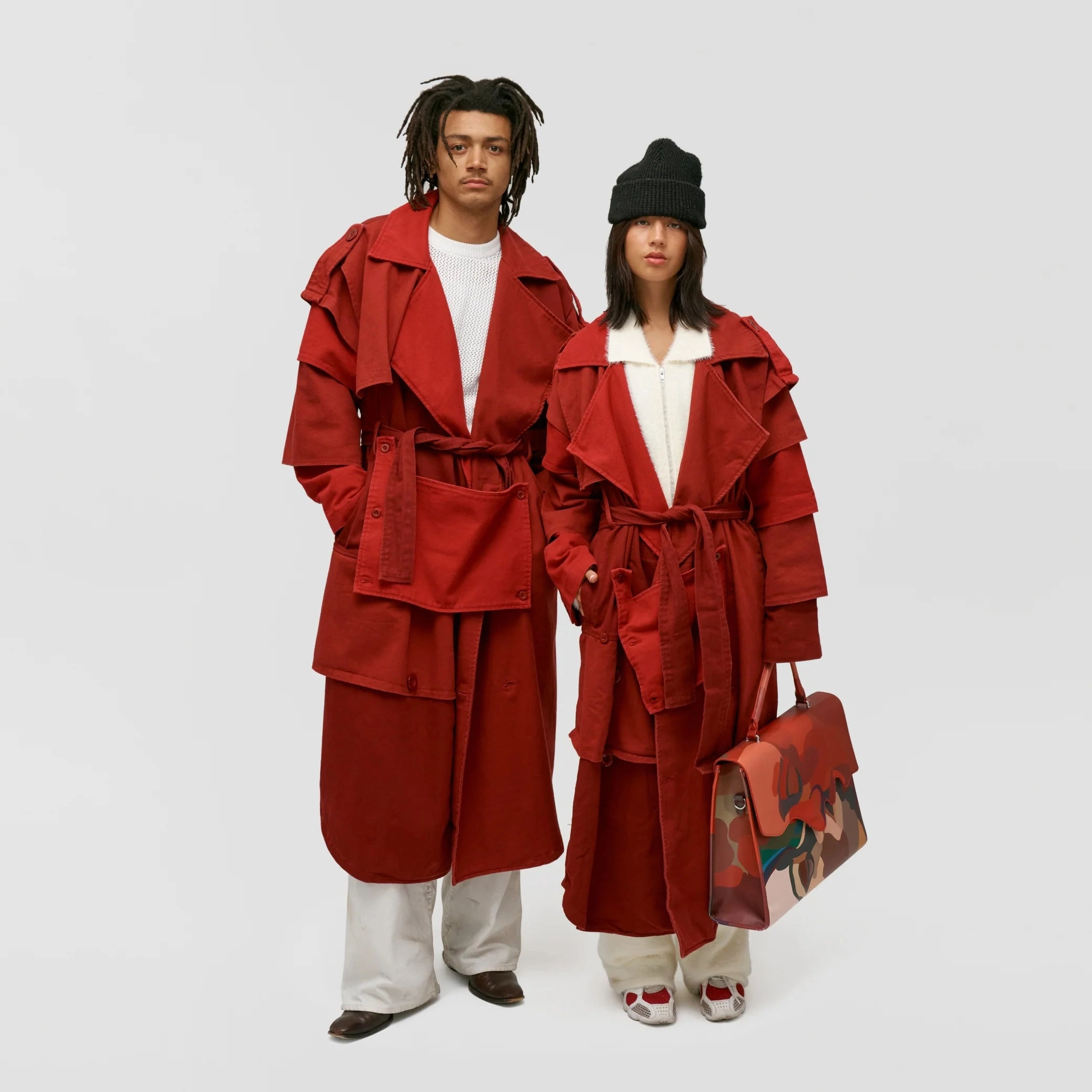 Kidsuper Multi Layered Trenchcoat 'Burgundy' Sporty Dress