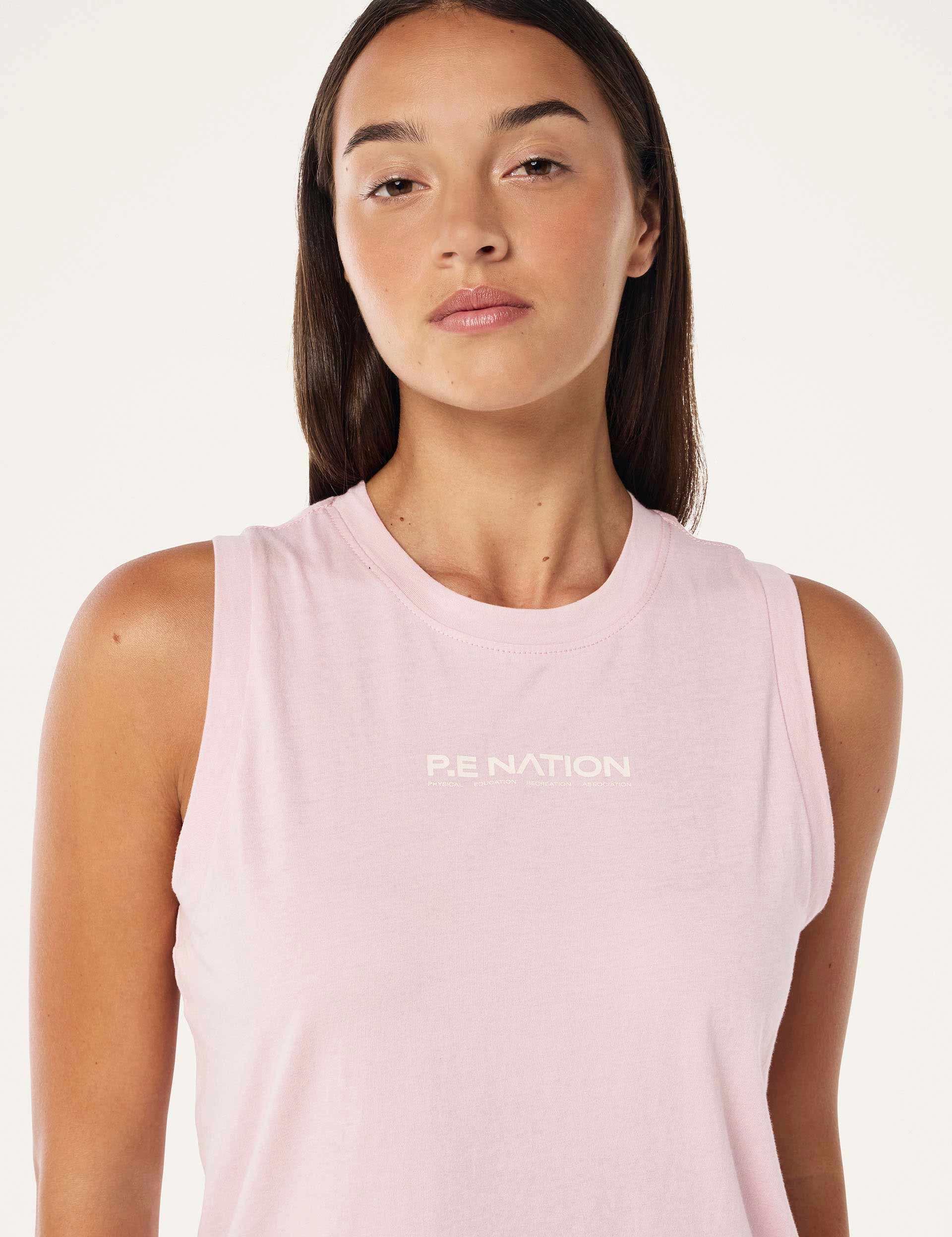 Convertible Collar preshrunk Shuffle Tank - Chalk Pink