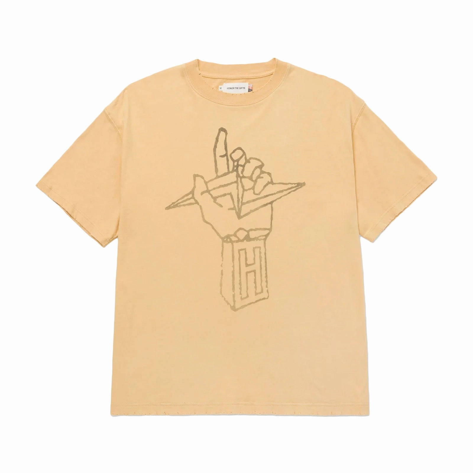 Honor The Gift Lightning Hand T-Shirt 'Yellow' Silver Glow
