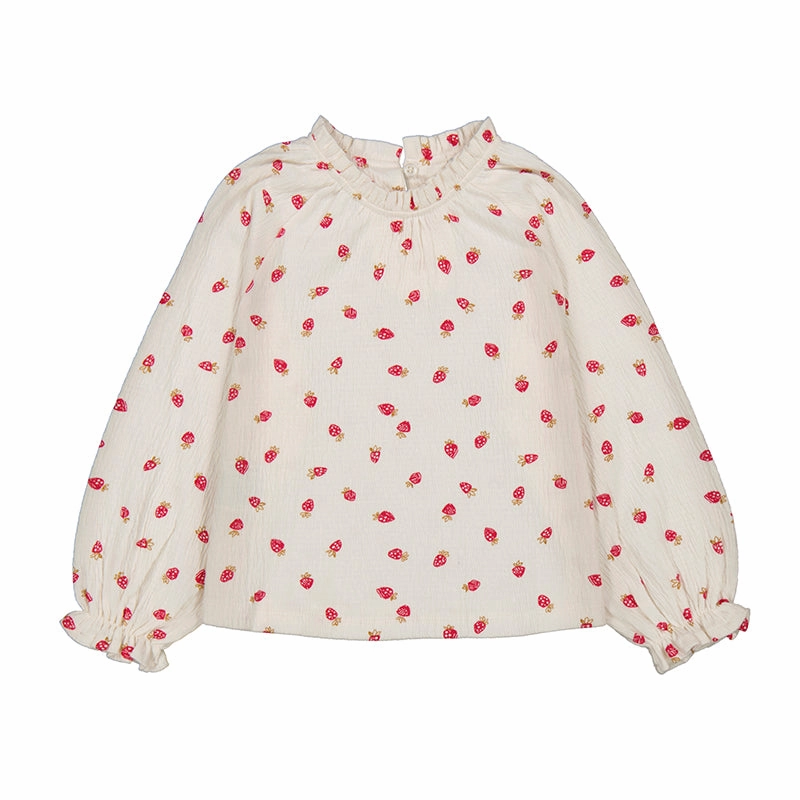 Short Sweet Mayoral Long Sleeve T-Shirt - Printed Strawberry Macchiato