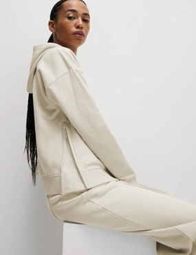 youth choice Ergonomic Cut Cotton Rich Mesh Panel Relaxed Hoodie - Ivory