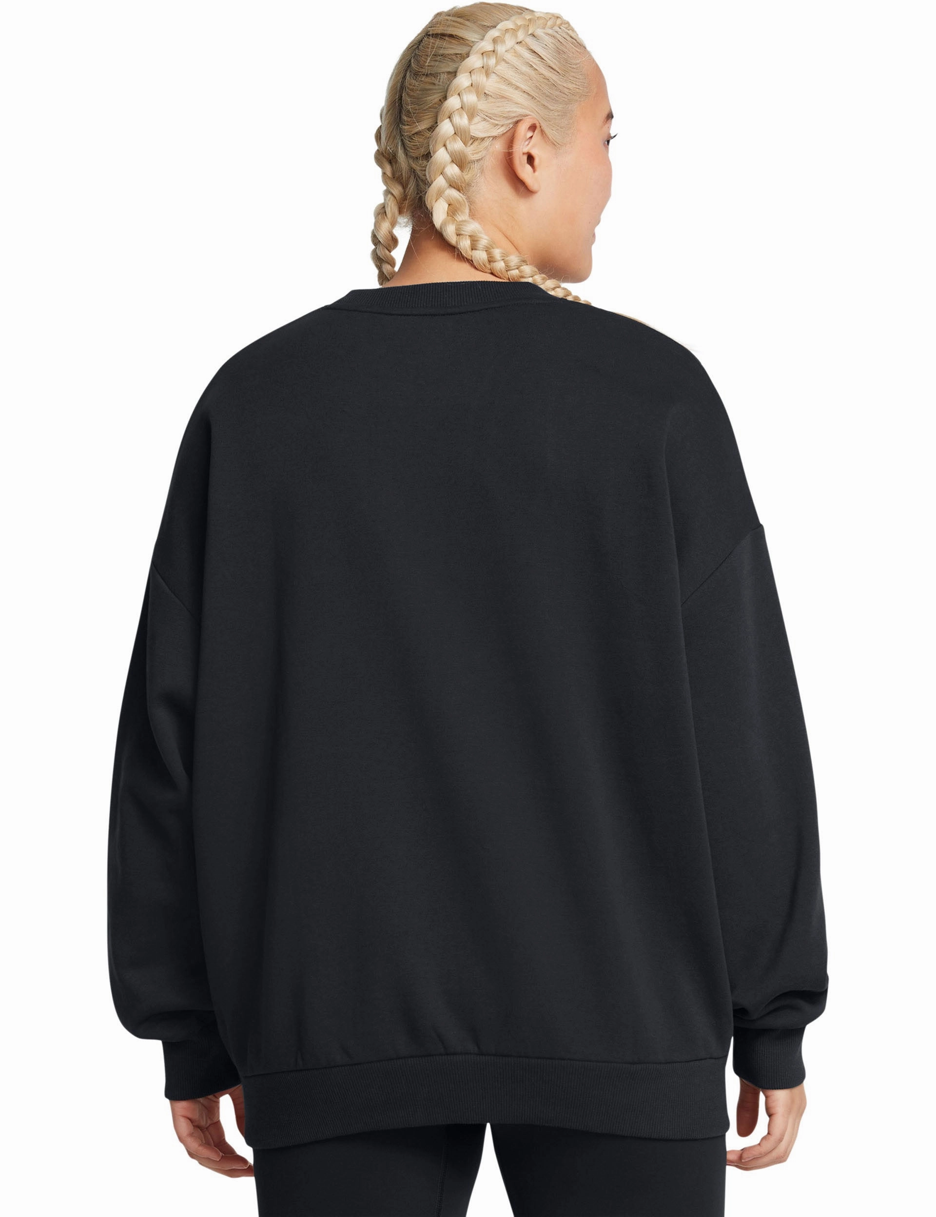 Rival Fleece Oversized Crew - Black/White Plus size clothing