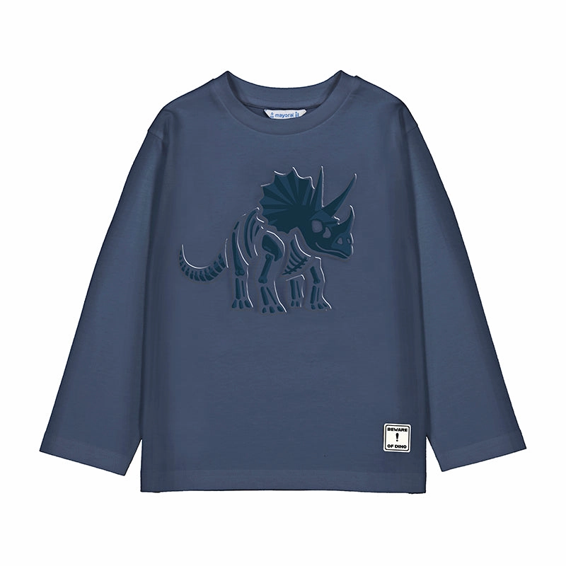 Mayoral Long Sleeve Pullover Sweatshirt - Steel Blue Dinosaur waterproof
