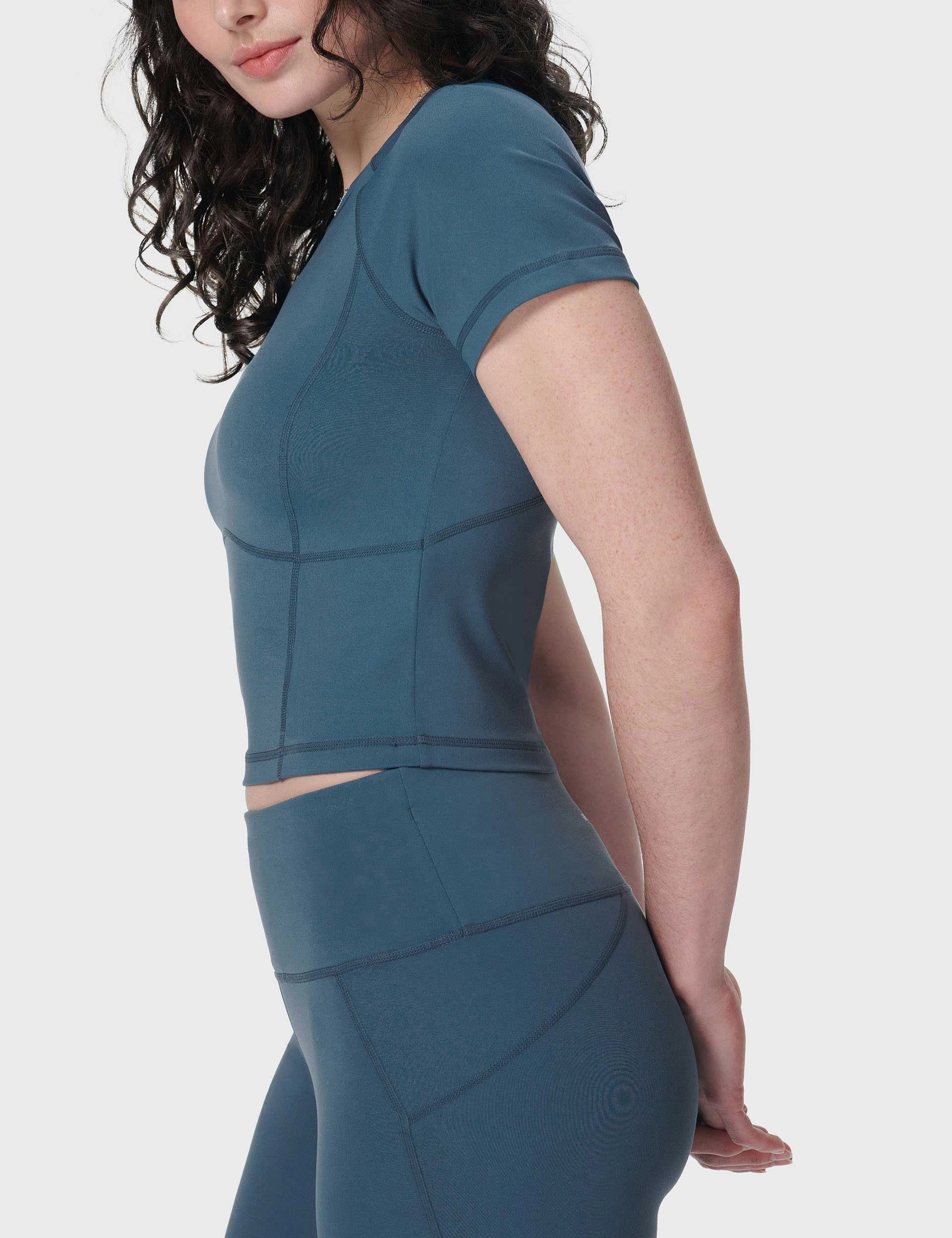 Bonded Seam Durability All Day Cropped T-Shirt - Subdued Blue