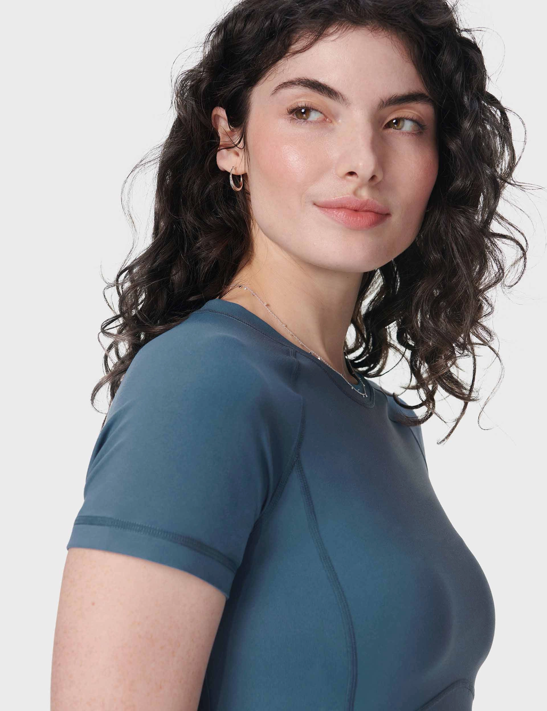 Multi Directional Mobility AllDay Comfort Tech All Day Cropped T-Shirt - Subdued Blue