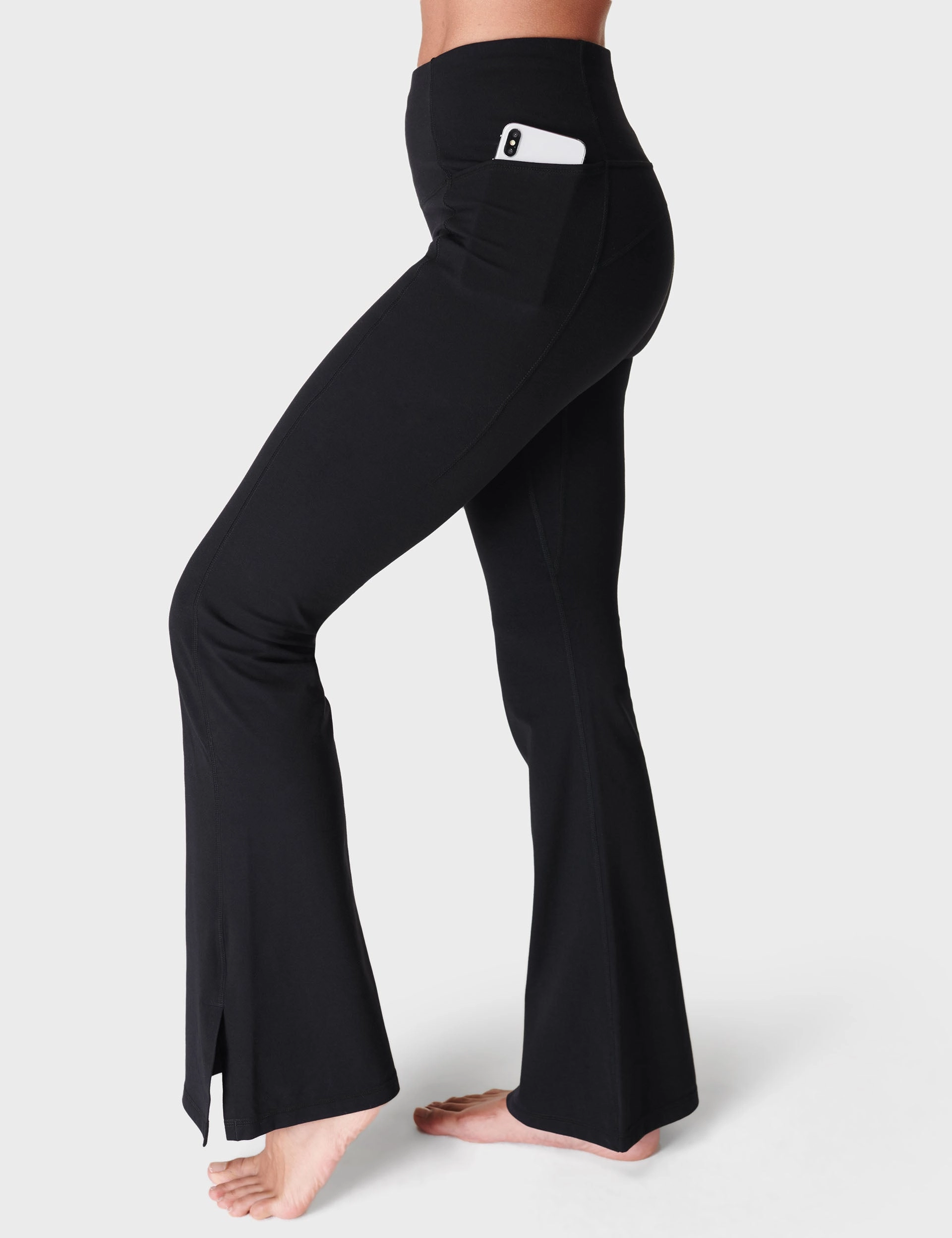 Super Soft Flare Yoga Trousers - Black StainlessZippers Soft Pants