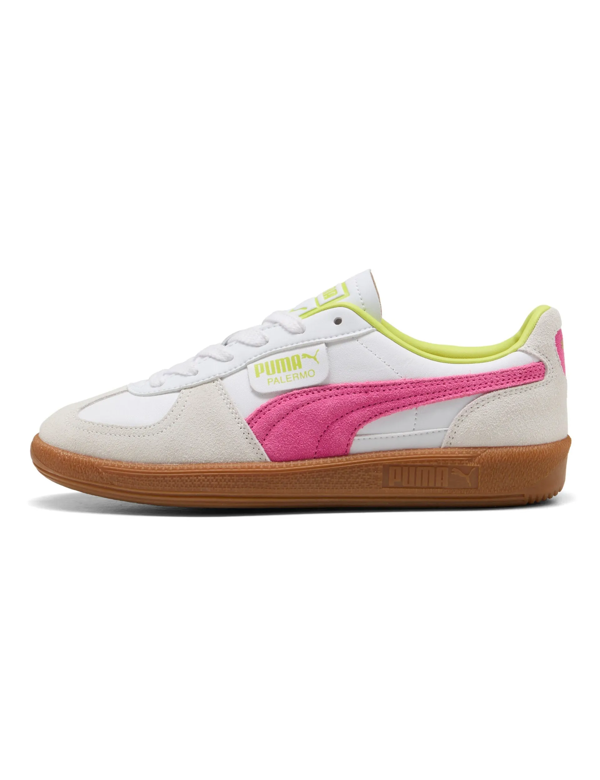 Abrasion Resistant Outsole Replaceable Parts Palermo Leather Sneakers - White/Fluro Pink