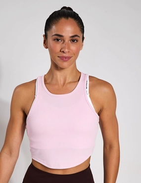 Compact Weave Fabric HypoallergenicMaterial Rival Rib Tank - Prime Pink/White