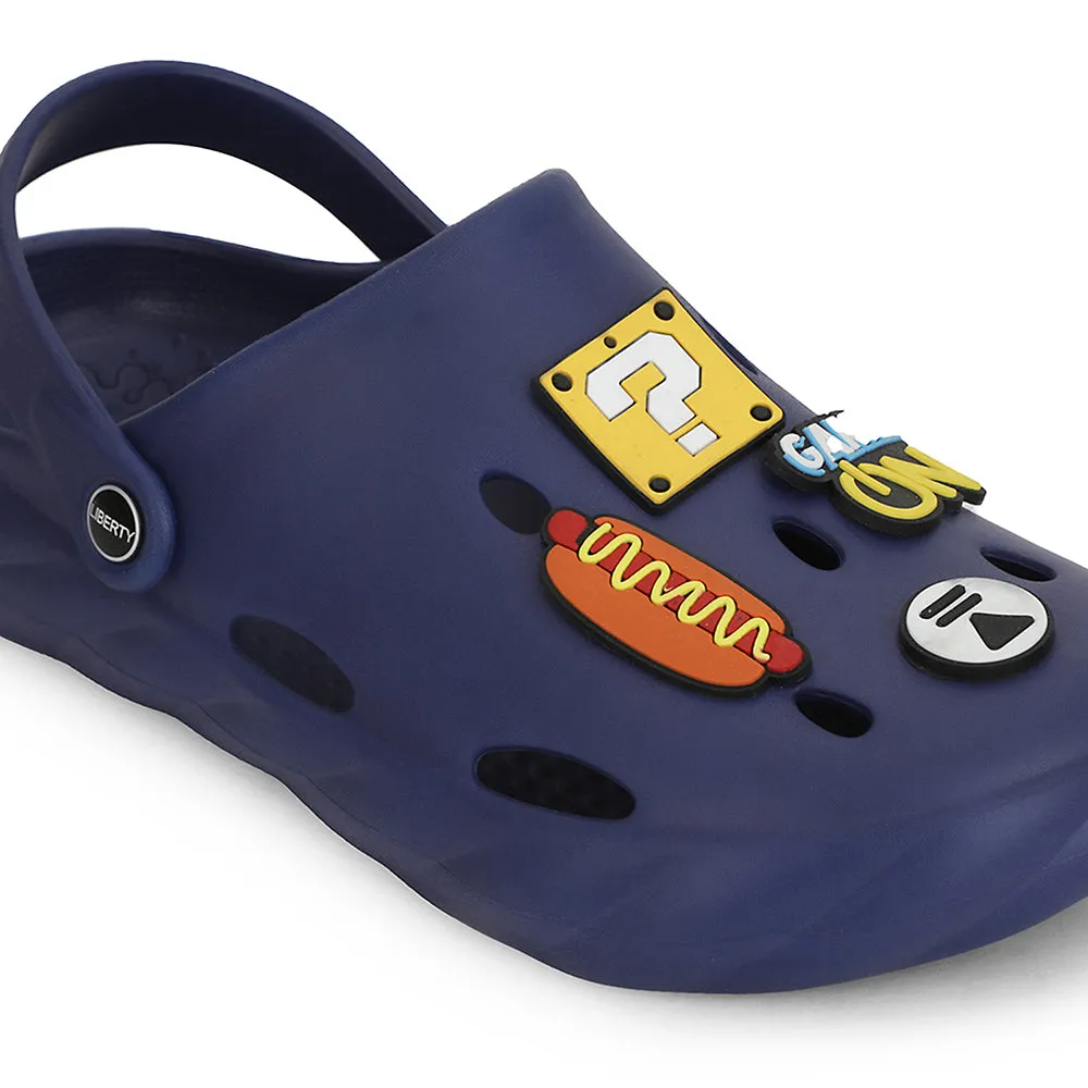 A-HA Navy Blue Casual Clogs For Men BEACHWALKM By Liberty sandy beaches Laser Cut Panels