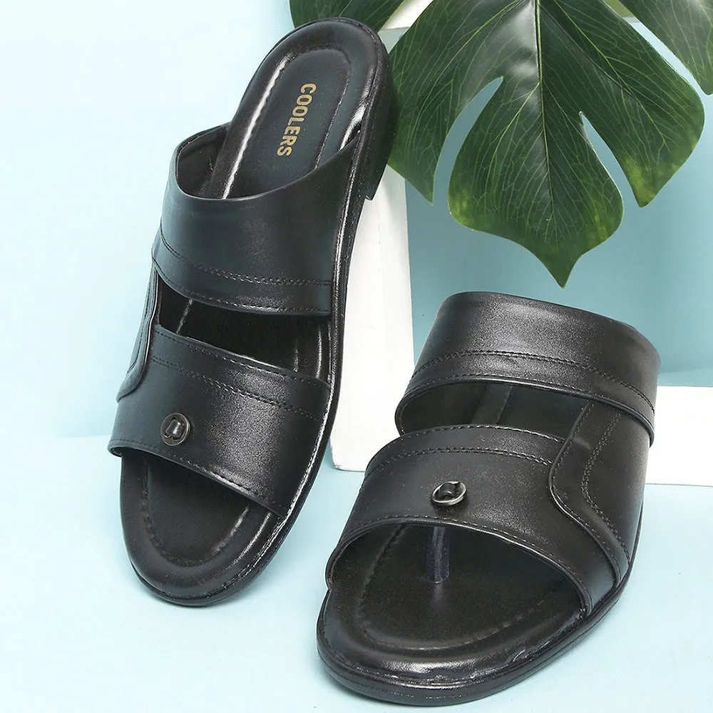 Coolers Casual (Black) Slippers For Men 7153-44 By Liberty lightweight - material shoes Stable base