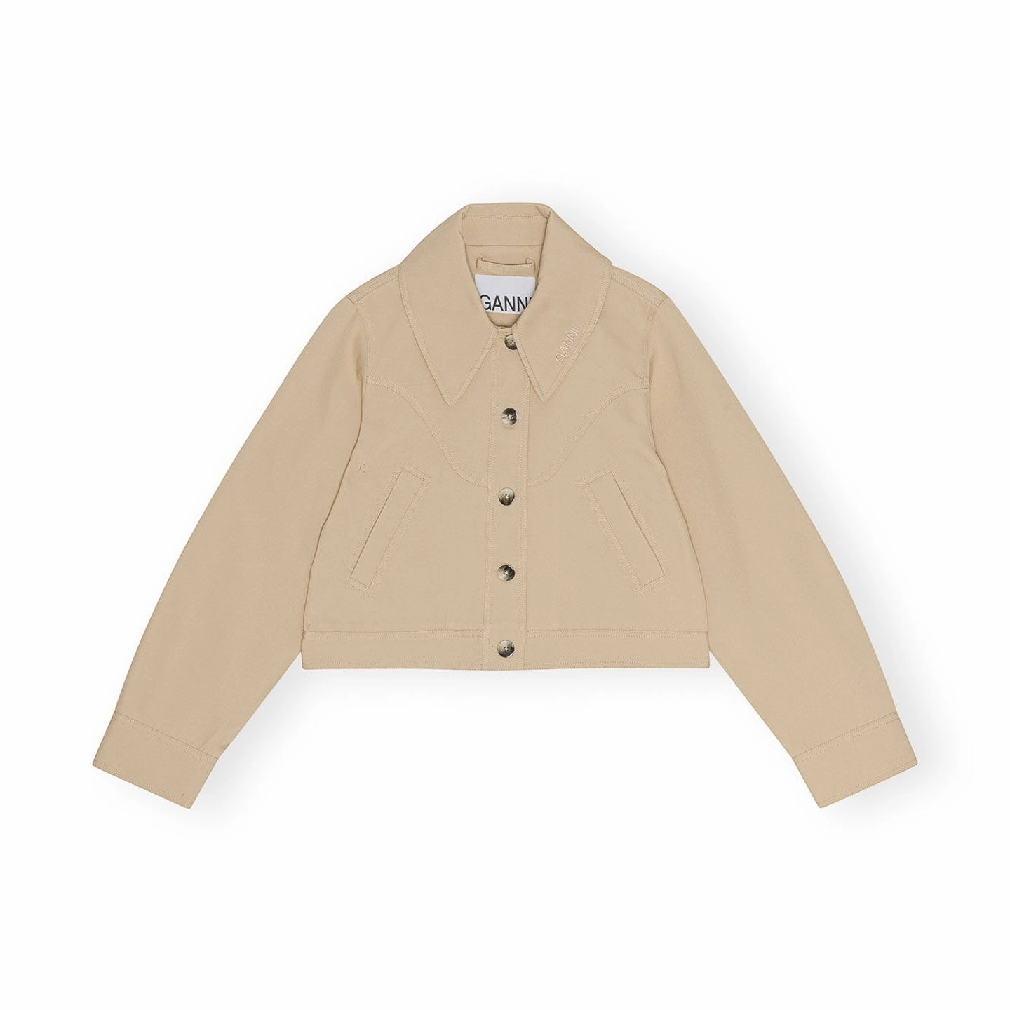Elegant Skirt Ganni Heavy Twill Short Jacket 'Khaki'