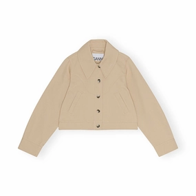 Elegant Skirt Ganni Heavy Twill Short Jacket 'Khaki'