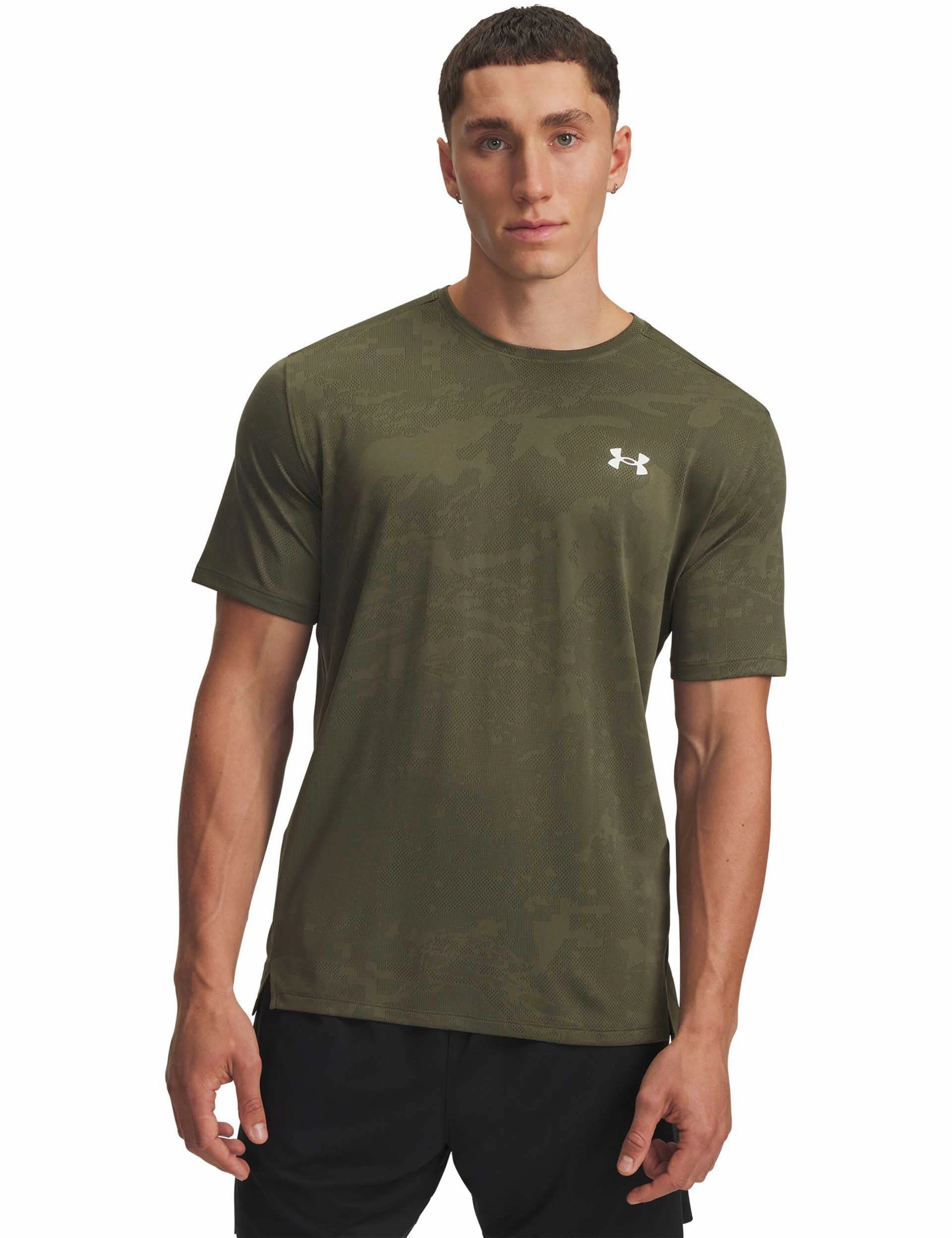 High End AdjustableStraps Tech Vent Jacquard Short Sleeve - Marine OD Green/White