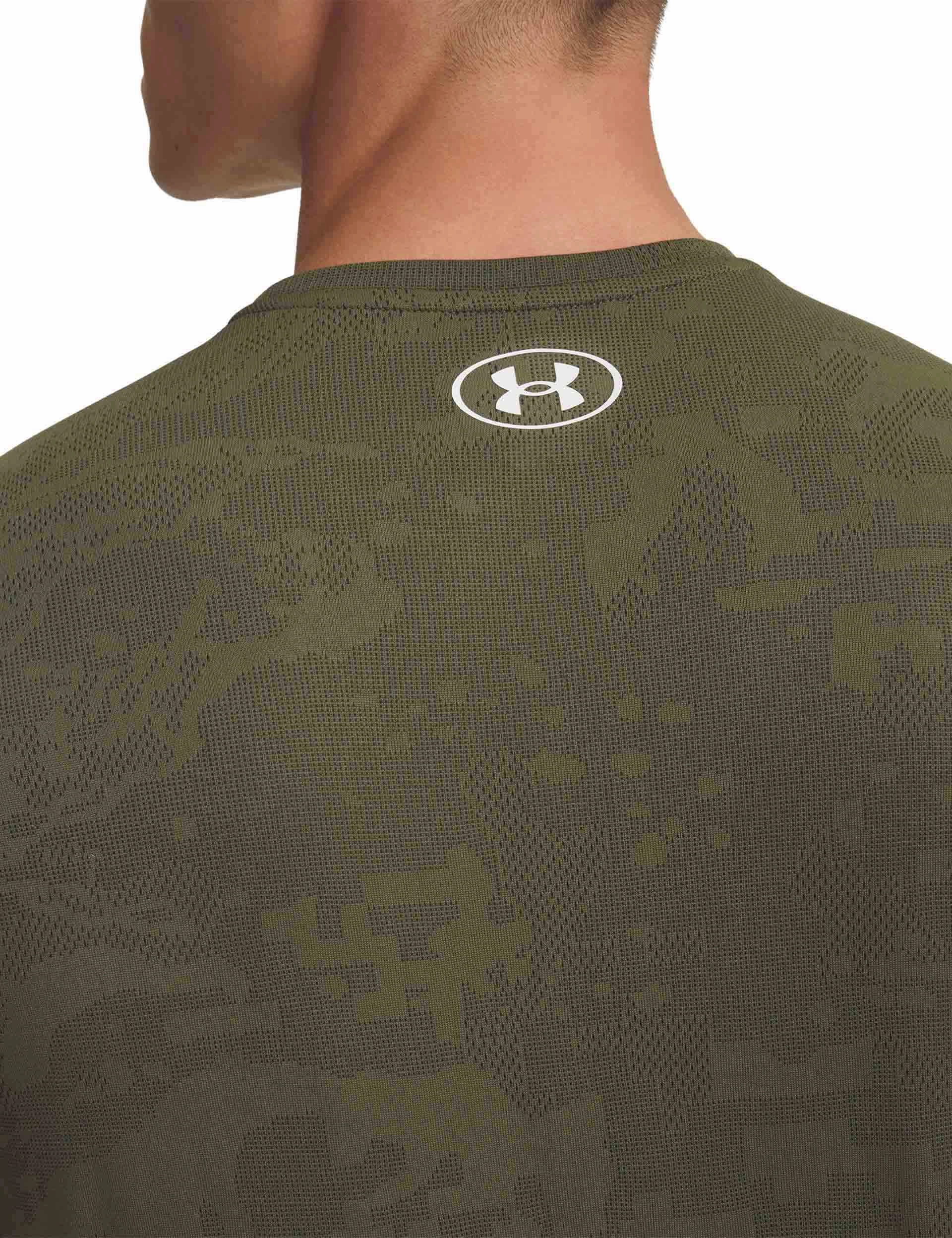 Active Wear AllDayComfort Tech Vent Jacquard Short Sleeve - Marine OD Green/White