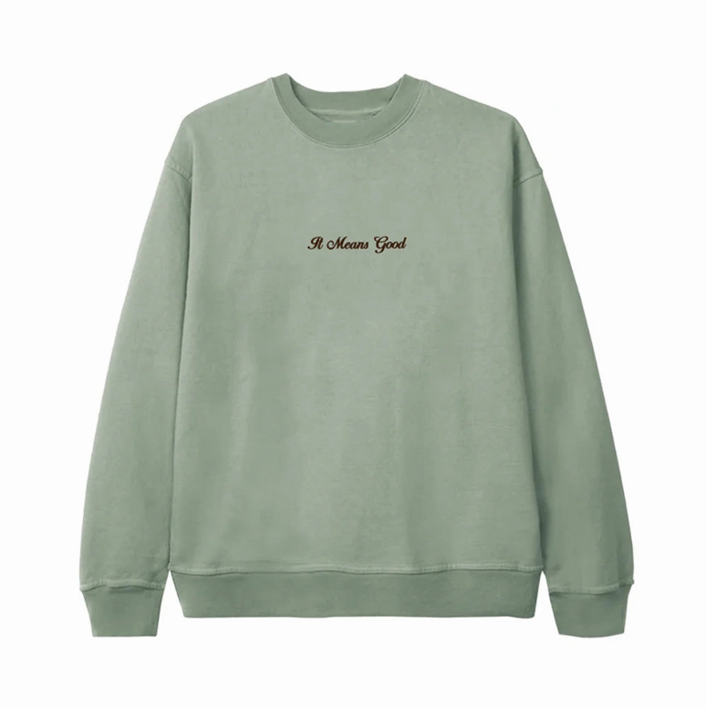 Nature Base SeamFreeEngineering Bueno Embroidery Script Logo Crewneck 'Sage'