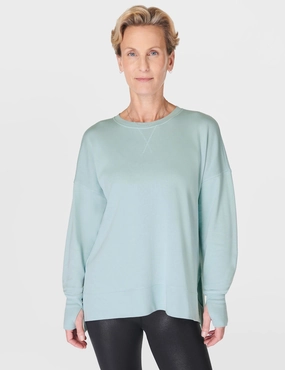 After Class Longline Sweatshirt - Muted Teal Blue AntiSnag Fabric All Day Comfort