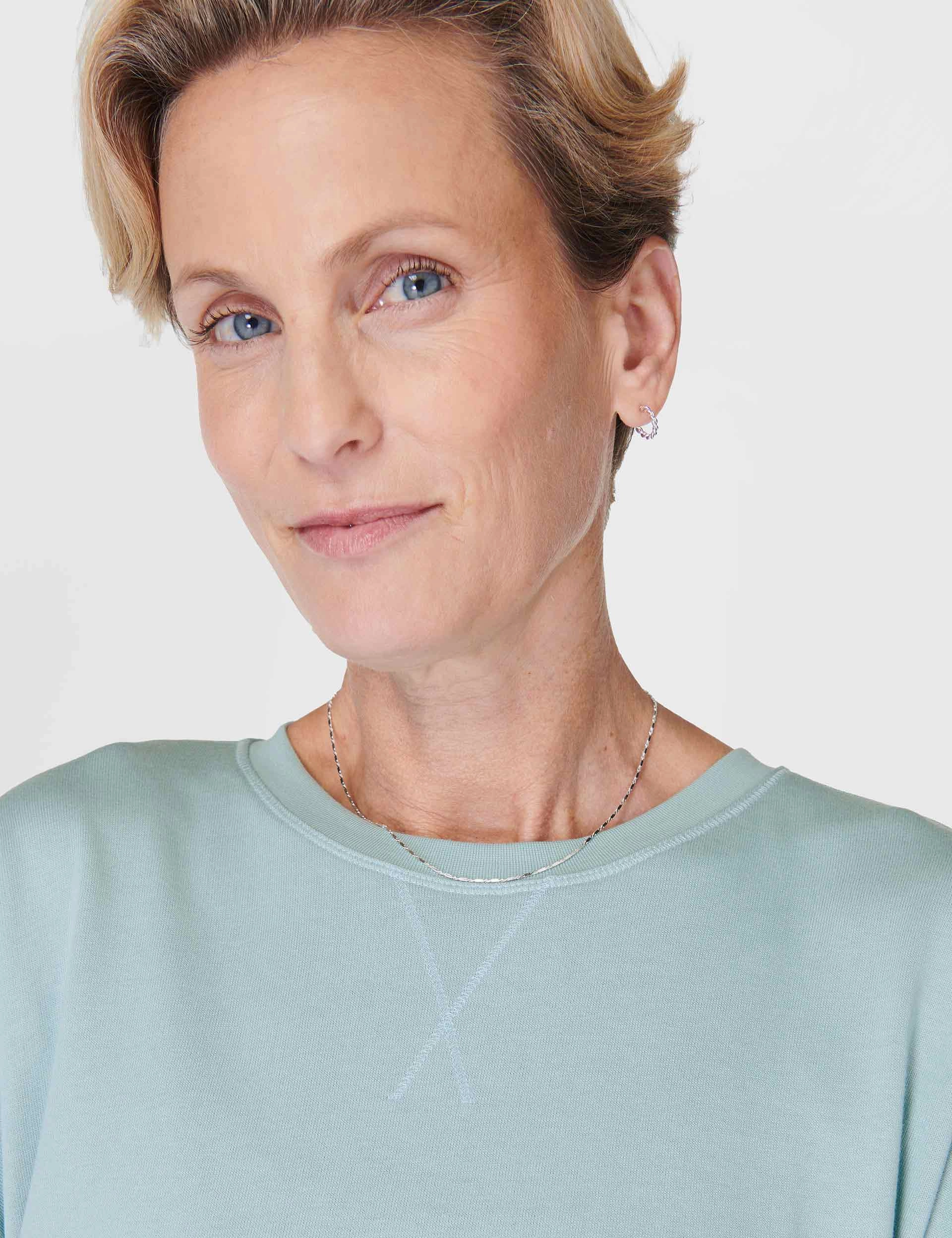 Minimalist Styling Softened Edges After Class Longline Sweatshirt - Muted Teal Blue