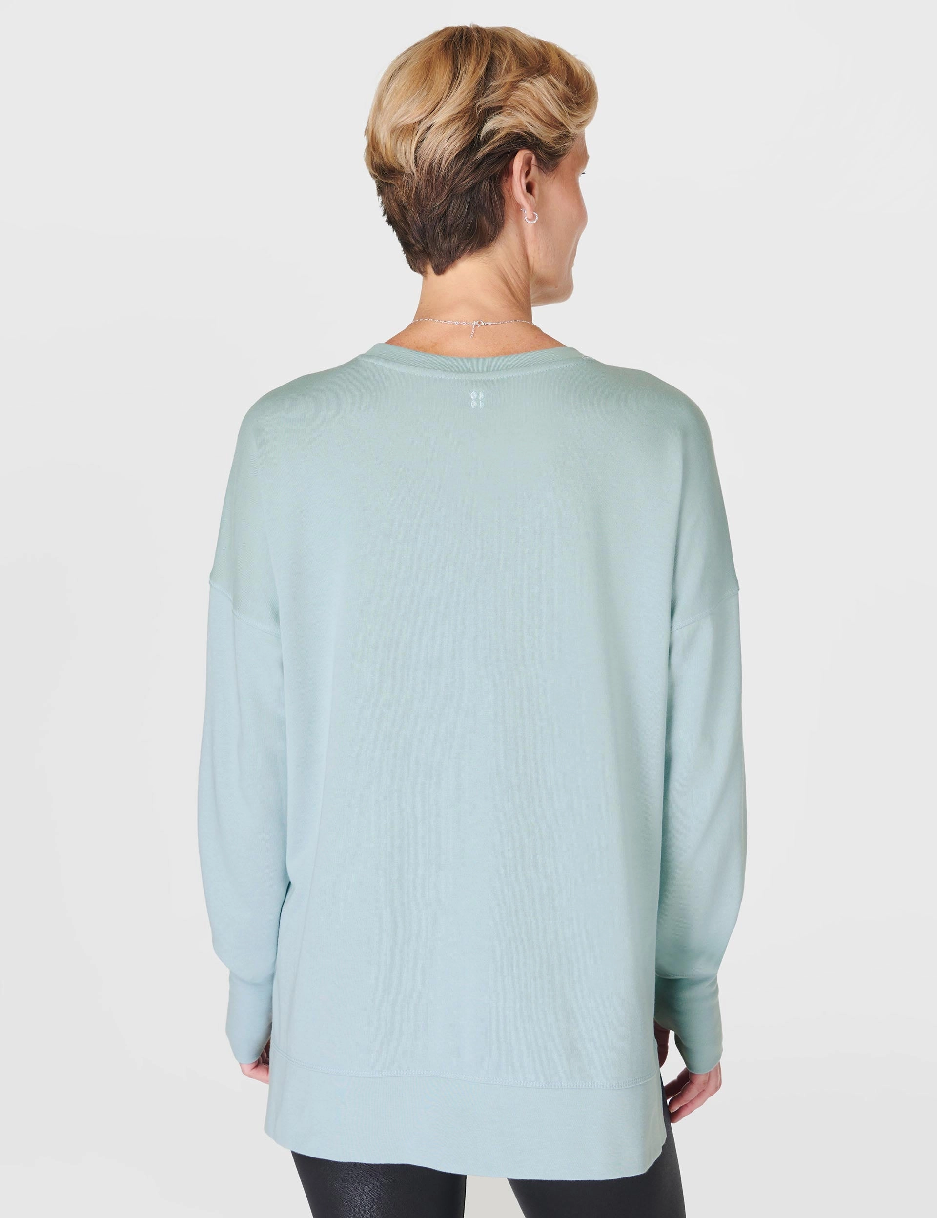 After Class Longline Sweatshirt - Muted Teal Blue NonScratchSurface Soft Touch Texture