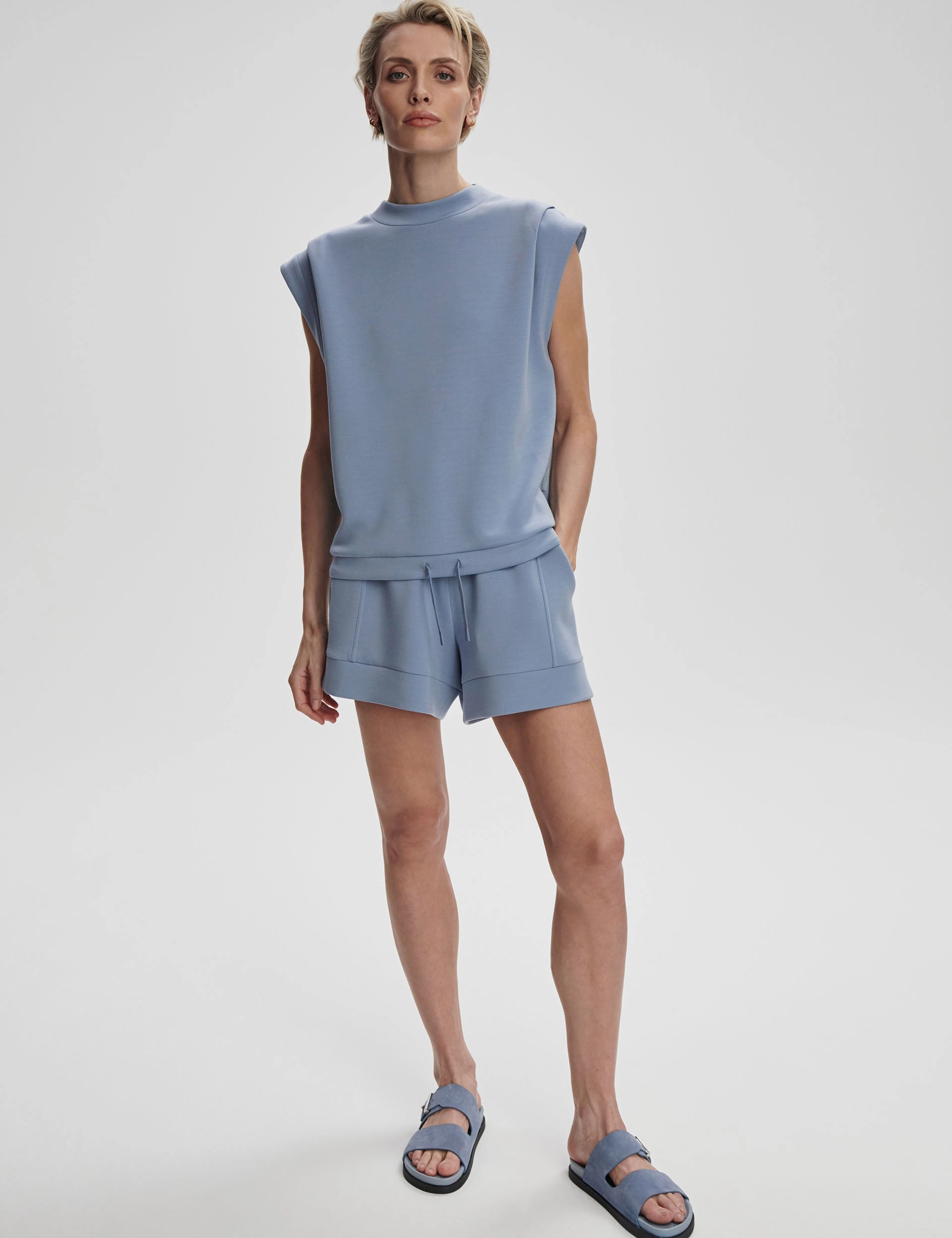 Summer Polo High Collar Protection Design Otis Sleeveless Sweat - Rain Blue