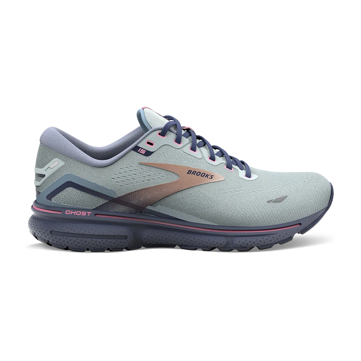 Compression Support Web Brooks Ghost 15 - Spa Blue - Neo Pink - Copper