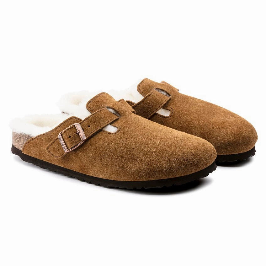 Reinforced Knees Convertible Style Birkenstock Boston Shearling - Mink Suede