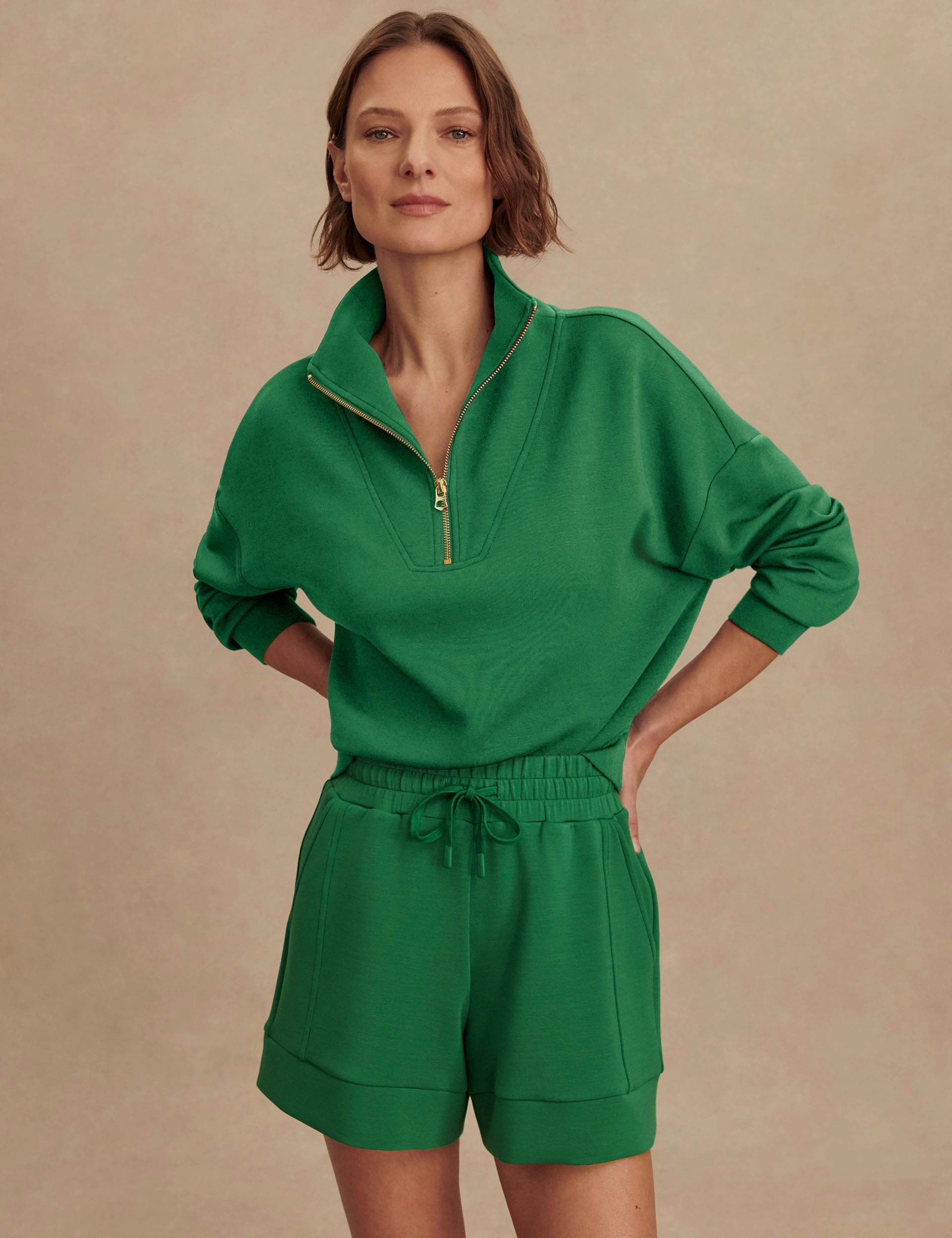 Comfortable Movement FoldOverClosure The Doublesoft Shorts Set - Verdant Green