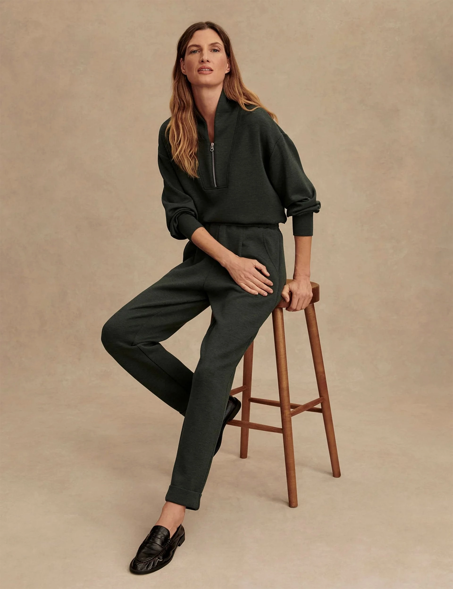 The Rolled Cuff Pant 25" - Olive Marl Odor ResistantFabric