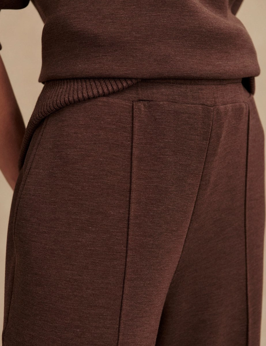 The Wide Leg Pant 30" - Coffee Bean Marl WaterResistant Coating AntiSnagFabric